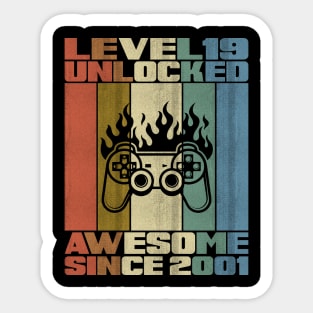 Level 19 Unlocked Birthday 19 Years Old Awesome Since 2001 Sticker